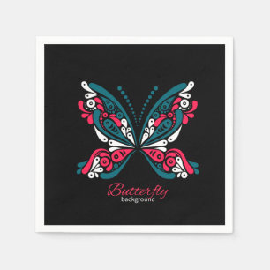Servilleta De Papel Fondo vectorial con hermosa mariposa. tatuaje