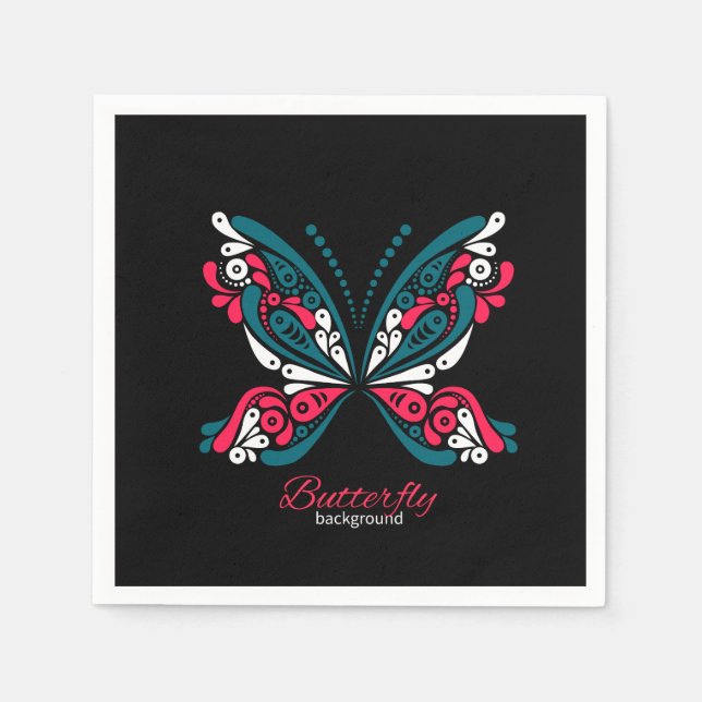 Servilleta De Papel Fondo vectorial con hermosa mariposa. tatuaje (Anverso)