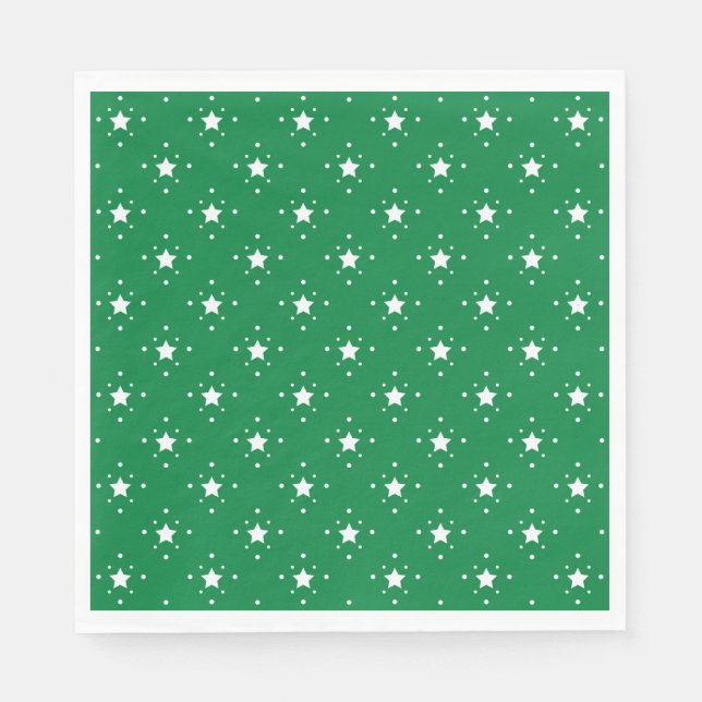 Servilleta De Papel Fondo verde de Navidad con estrellas (Anverso)