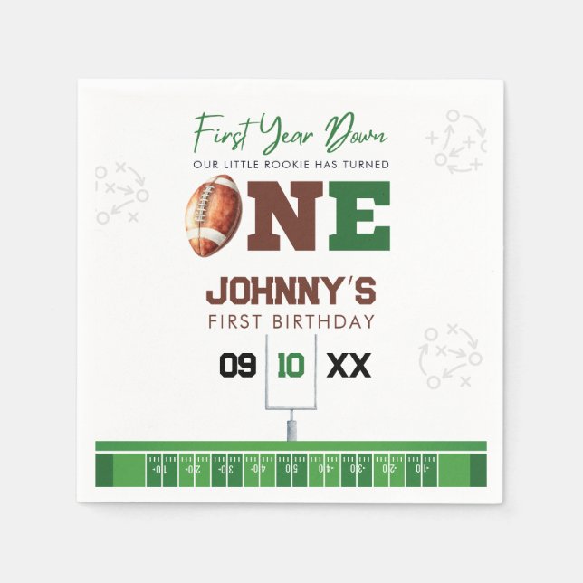 Servilleta De Papel Football First Touch Down 1st Birthday (Anverso)