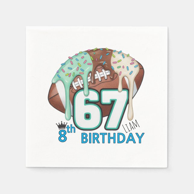 Servilleta De Papel Football Ice Cream Drip Six Seven boy 8th Birthday (Anverso)