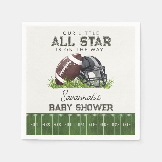 Servilleta De Papel Football Little All Star Touchdown Baby Shower (Anverso)