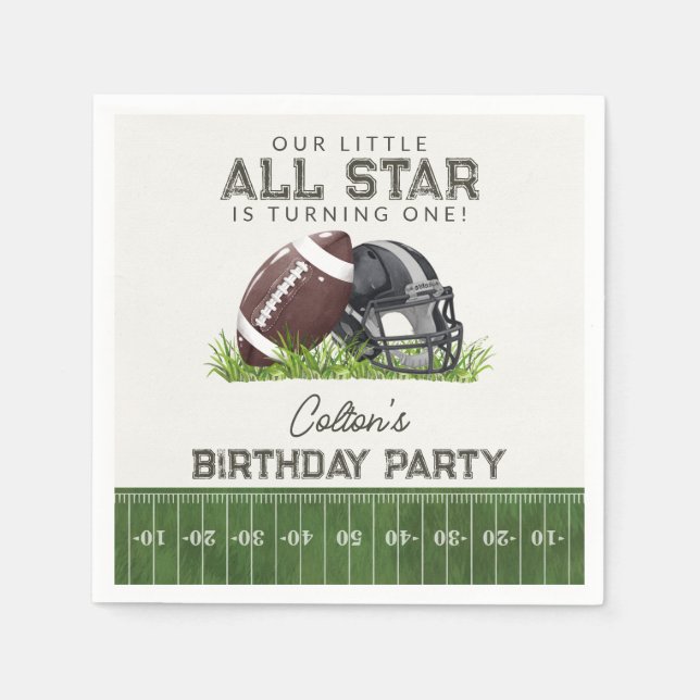 Servilleta De Papel Football Little All Star Touchdown Birthday Party (Anverso)