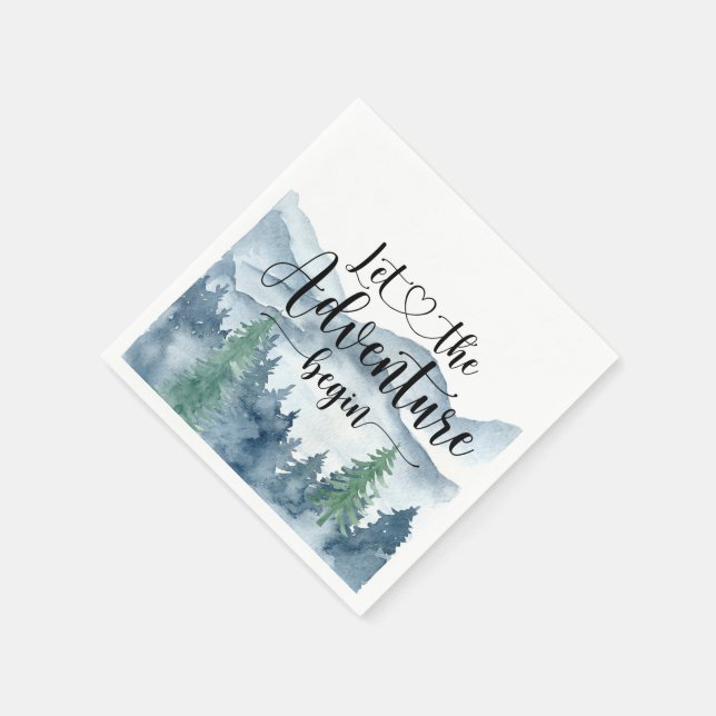 Servilleta De Papel Forest Adventure Watercolor Mountains Baby Shower (Borde)