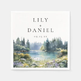 Servilleta De Papel Forest Lakeside Wildflower Floral Wedding