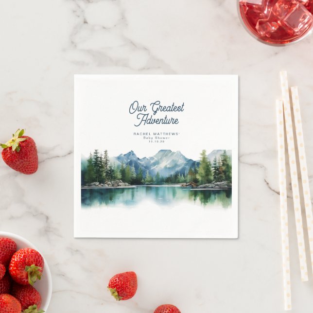 Servilleta De Papel Forest Mountain Rustic Adventure Baby Shower  (In situ)