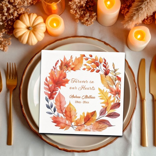 Servilleta De Papel Forever in our Hearts Funeral Fall Floral (Subido por el creador)