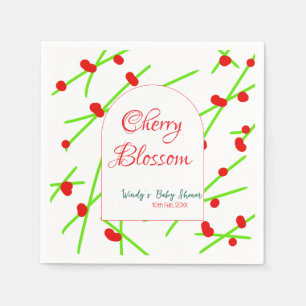 Servilleta De Papel Forma de arco flor de cerezo roja verde baby showe