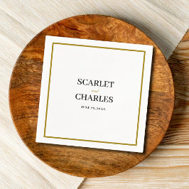 Servilleta De Papel Formal Classic Black Gold Monogram Wedding