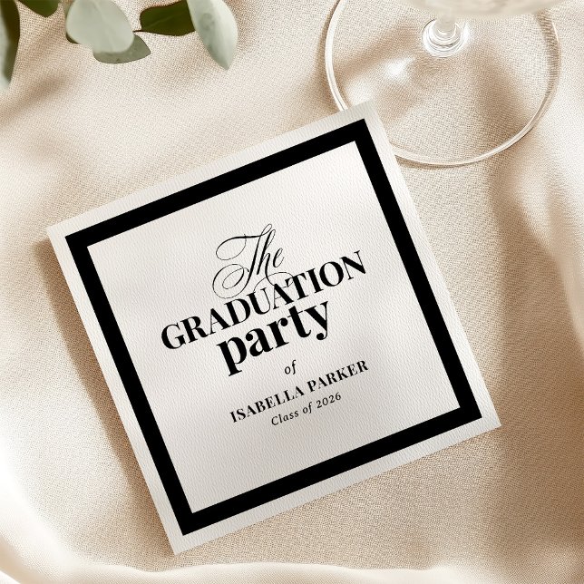 Servilleta De Papel Formal Elegant Black and White | Graduation Party (Subido por el creador)