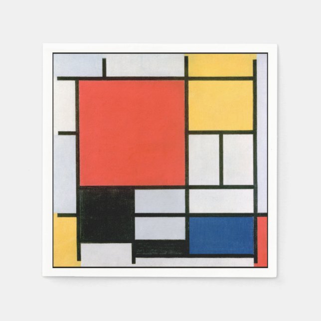 Servilleta De Papel Formas abstractas de Mondrian deterioradas (Anverso)