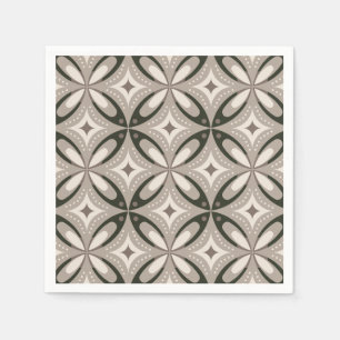 Servilleta De Papel Formas circulares retro beige y marrón