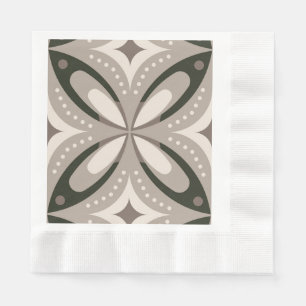 Servilleta De Papel Formas circulares retro beige y marrón