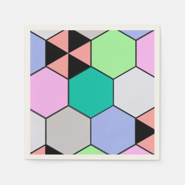 SERVILLETA DE PAPEL FORMAS DE HEXAGÓN COLORIDAS (Anverso)