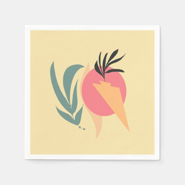 Servilleta De Papel Formas de ilustración de planta abstracta rosa ama (Anverso)