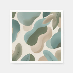 Servilleta De Papel Formas Fluidas Orgánicas Verde Salvia Abstracto Mo