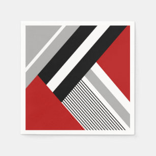 Servilleta De Papel Formas geométricas de rojo, gris, blanco y negro