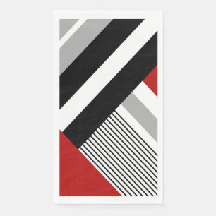 Servilleta De Papel Formas geométricas de rojo, gris, blanco y negro