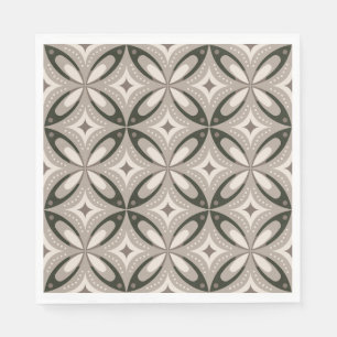 Servilleta De Papel Formas geométricas retro beige y marrón