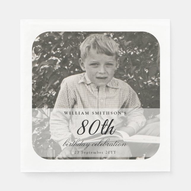 Servilleta De Papel Foto Antigua 80 Cumpleaños (Anverso)