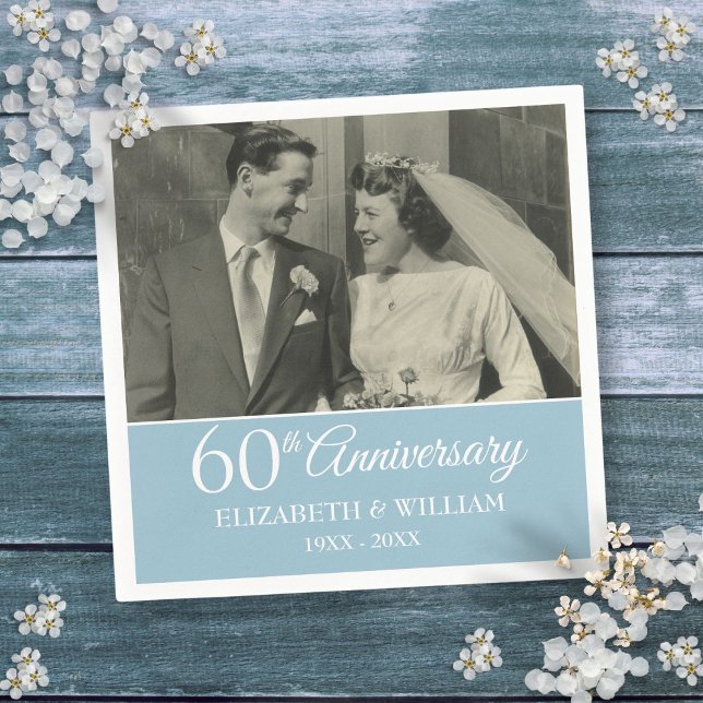 Servilleta De Papel Foto Boda del 60° aniversario de Elegant Diamond (60th Anniversary Wedding Photo Elegant Diamond Napkins)