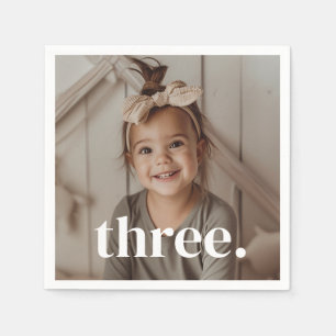 Servilleta De Papel Foto de 3er cumpleaños - tres