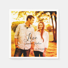 Servilleta De Papel Foto de amor agrega el nombre. Boda de año de fech