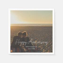Servilleta De Papel Foto de aniversario personalizada con texto modern