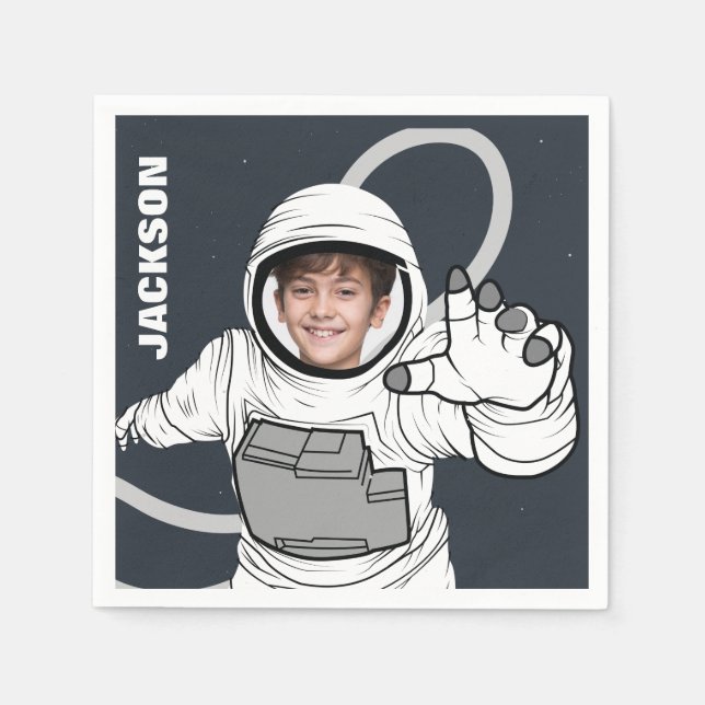 Servilleta De Papel Foto de astronauta Cumpleaños personalizada (Anverso)