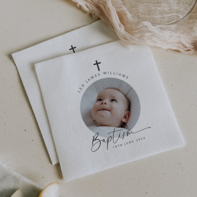 Servilleta De Papel Foto de bautismo (Zazzle Baptism Photo Napkins)