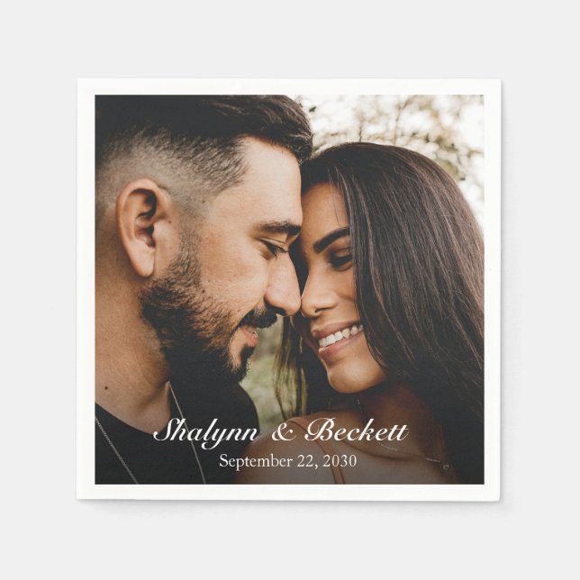 Servilleta De Papel Foto de Boda Moderna (Anverso)