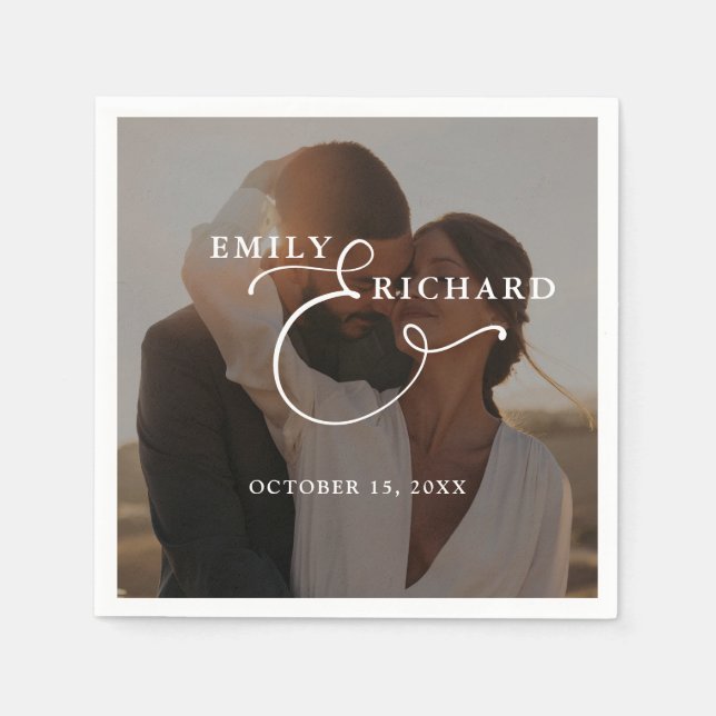 Servilleta De Papel Foto de boda moderna elegante (Anverso)