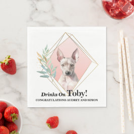 Servilleta De Papel Foto de bodas de perro terrier americano sin pelo