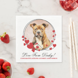 Servilleta De Papel Foto de bodas del perro American Staffordshire Red