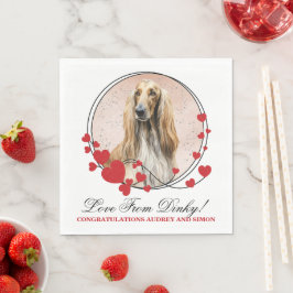 Servilleta De Papel Foto de bodas del perro corazón rojo afgano