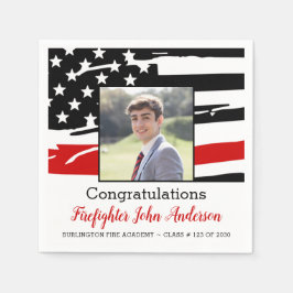 Servilleta De Papel Foto de bombero graduado delgado de la línea roja