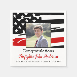 Servilleta De Papel Foto de bombero graduado delgado de la línea roja