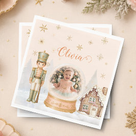 Servilleta De Papel Foto de Cascanueces en Globo de Nieve Dulce Cumple