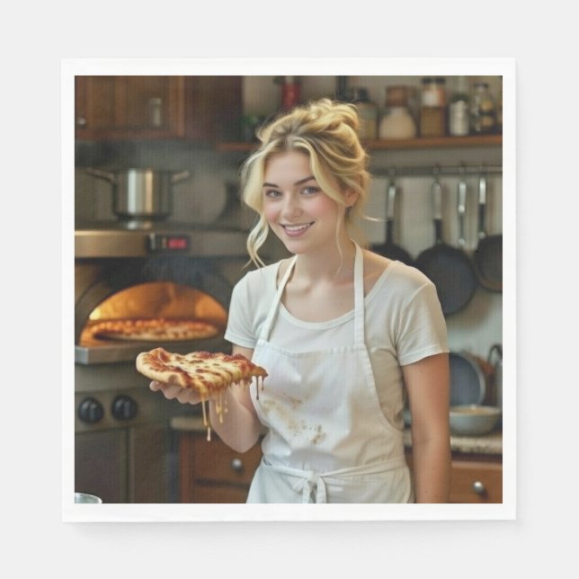 Servilleta De Papel Foto de comer pizza personalizar (Anverso)