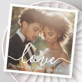 Servilleta De Papel foto de compromiso boda amor parejas nombres fecha