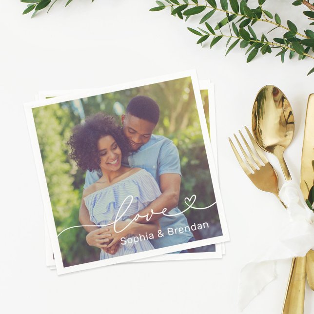 Servilleta De Papel Foto de Corazón de Amor Moderno Boda (Subido por el creador)