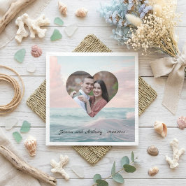 Servilleta De Papel Foto de Corazón de Boda en la Playa