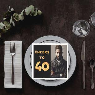 Servilleta De Papel foto de cumpleaños 40 hombre tipo brindis de oro