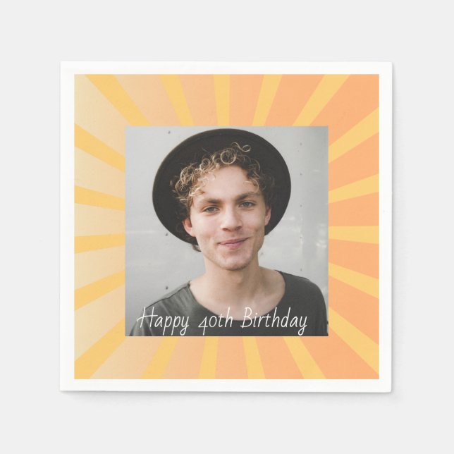 Servilleta De Papel Foto de cumpleaños 40 personalizada Retro (Anverso)