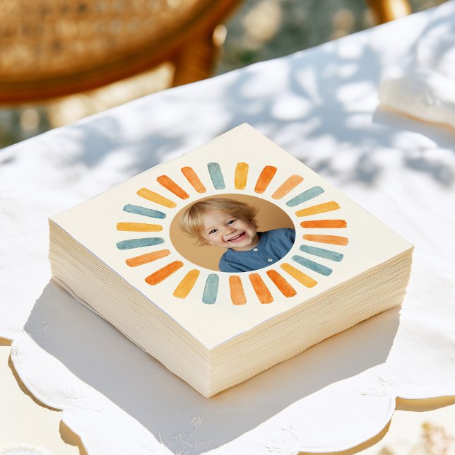 Servilleta De Papel Foto de cumpleaños con sol retro (Subido por el creador)