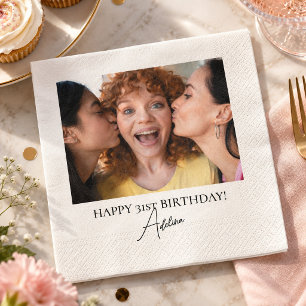 Servilleta De Papel Foto de cumpleaños de edad personalizada minimalis
