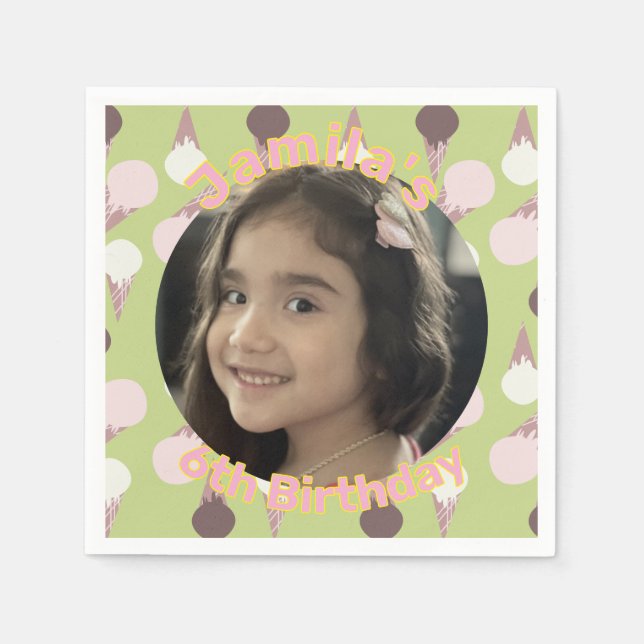 Servilleta De Papel Foto de cumpleaños del Fiesta Ice Cream (Anverso)