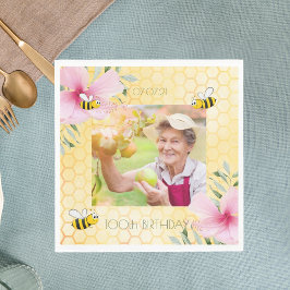 Servilleta De Papel foto de cumpleaños número 100 Abejas felices panal