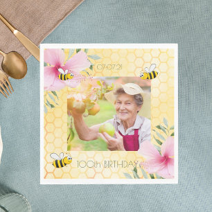 Servilleta De Papel foto de cumpleaños número 100 Abejas felices panal