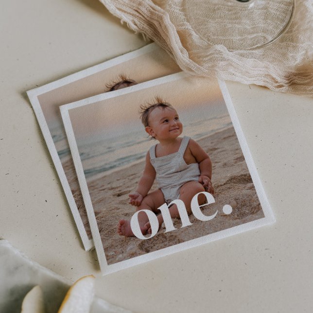 Servilleta De Papel Foto de cumpleaños número 1 - uno (Zazzle 1st Birthday Photo - one Napkins)